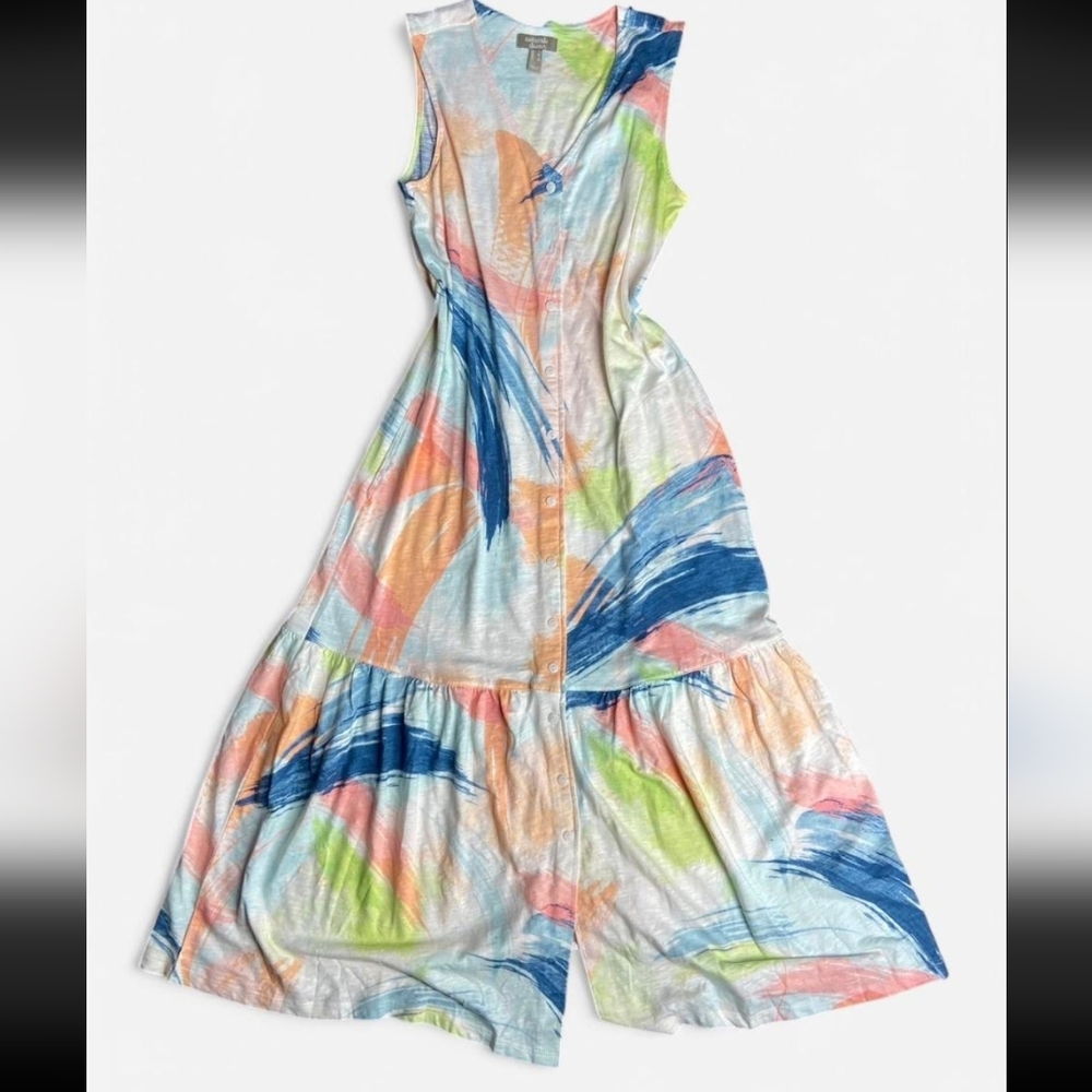 Naturals d & co Boho Colorful Sleeveless Maxi Dress Womens Size S Summer
